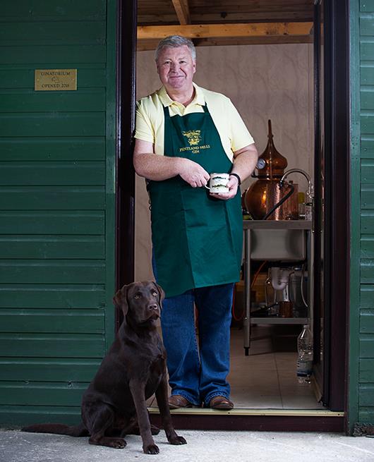 Panza and Phil Outside the Distillery - Pentland Hills Gin